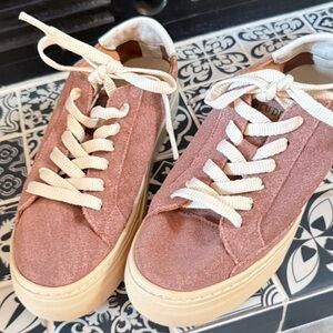 Soludos Pink Suede Platform Sneakers